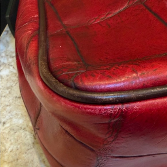 Dooney & Bourke Luna Red Croc Hobo Shoulder Bag Excellent Preowned Gorgeous - Picture 11 of 16